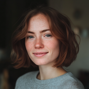 Mosolygó fiatal nő portréja