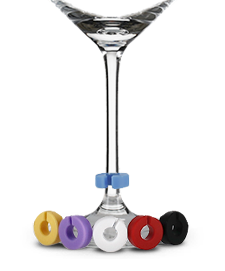 6 db-os kerek borospohár-jelölő