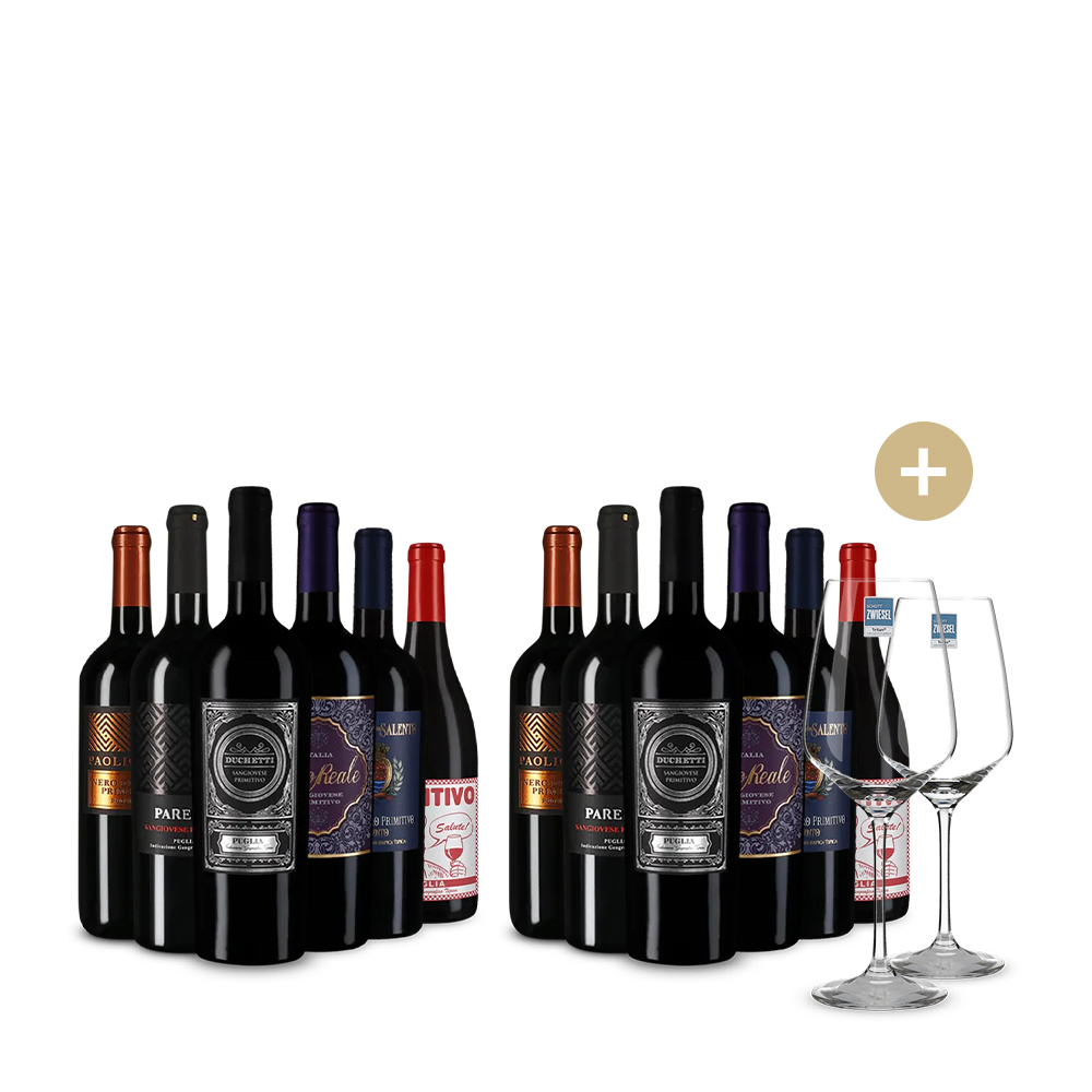 6+6 palack primitivo sláger + 2 borospohár – Gold