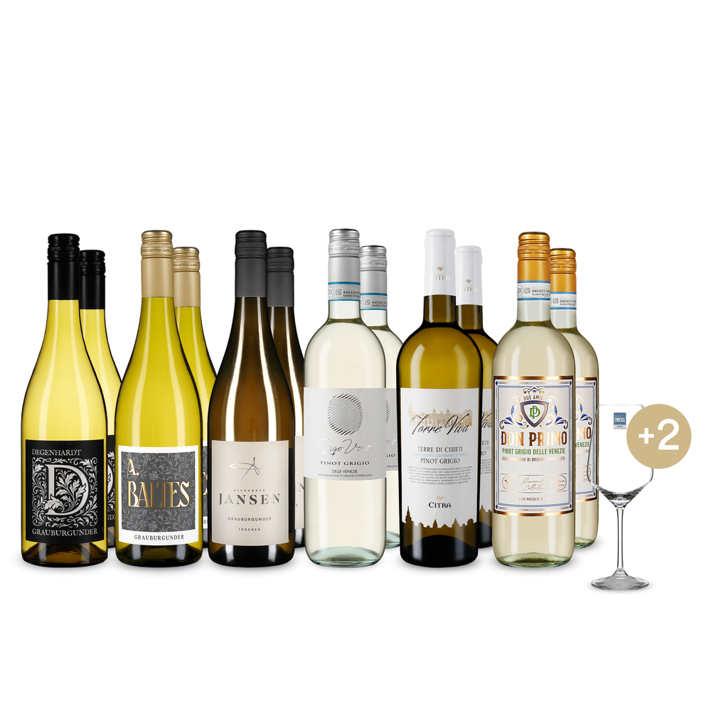 6x2 Pinot Grigio & Szürkebarát kedvező áron + 2 borospohár